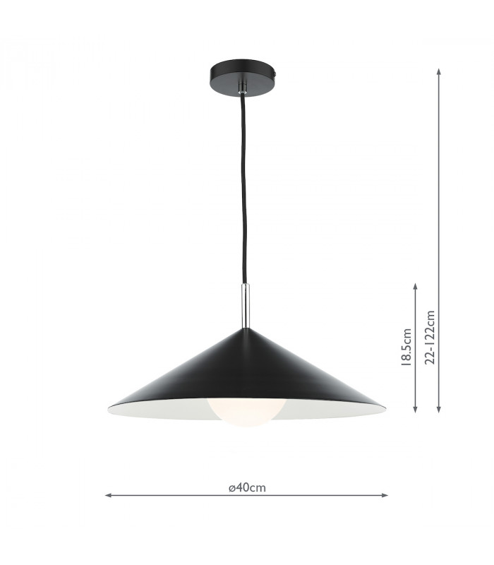 Dome Single Pendant Matt Black Polished Chrome-6