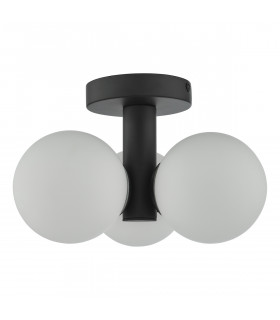 Triple Globe 3 Light Semi Flush Matt Black Opal Glass-2