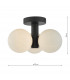 Triple Globe 3 Light Semi Flush Matt Black Opal Glass-5