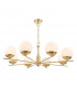 8 Light Pendant Ceiling Light Natural Brass Opal Glass Globe-1