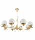 8 Light Pendant Ceiling Light Natural Brass Opal Glass Globe-2