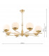 8 Light Pendant Ceiling Light Natural Brass Opal Glass Globe-10