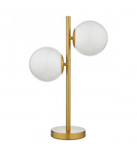 Globe Table Lamp 2 Light Natural Brass Opal Glass-2