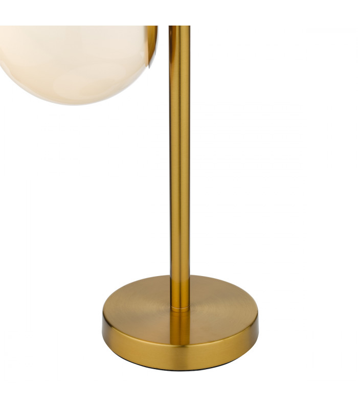 Globe Table Lamp 2 Light Natural Brass Opal Glass-3