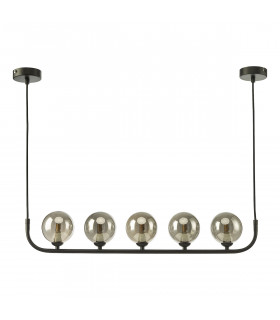 5 Light Bar Modern Pendant Matt Black With Smoked Glass-2