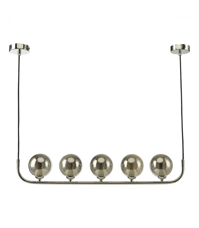5 Light Bar Modern Pendant Polished Chrome Smoked Glass-2