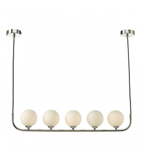 5 Light Bar Modern Pendant Polished Chrome Opal Glass-1