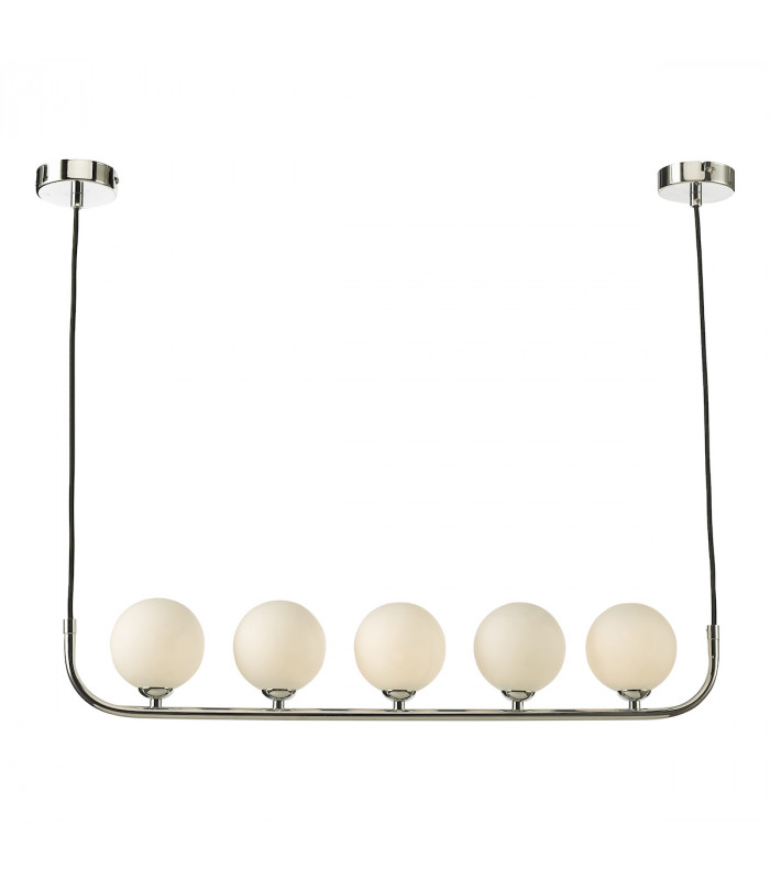 5 Light Bar Modern Pendant Polished Chrome Opal Glass-1
