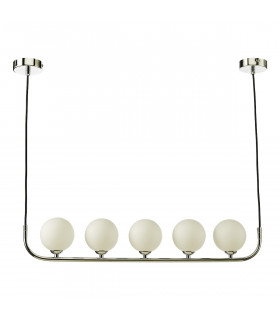 5 Light Bar Modern Pendant Polished Chrome Opal Glass-2