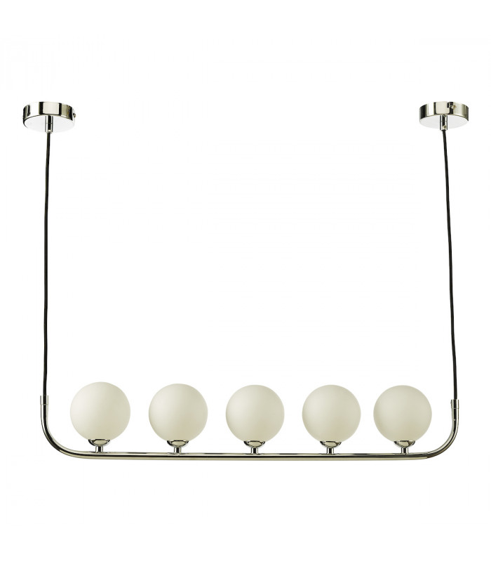5 Light Bar Modern Pendant Polished Chrome Opal Glass-2