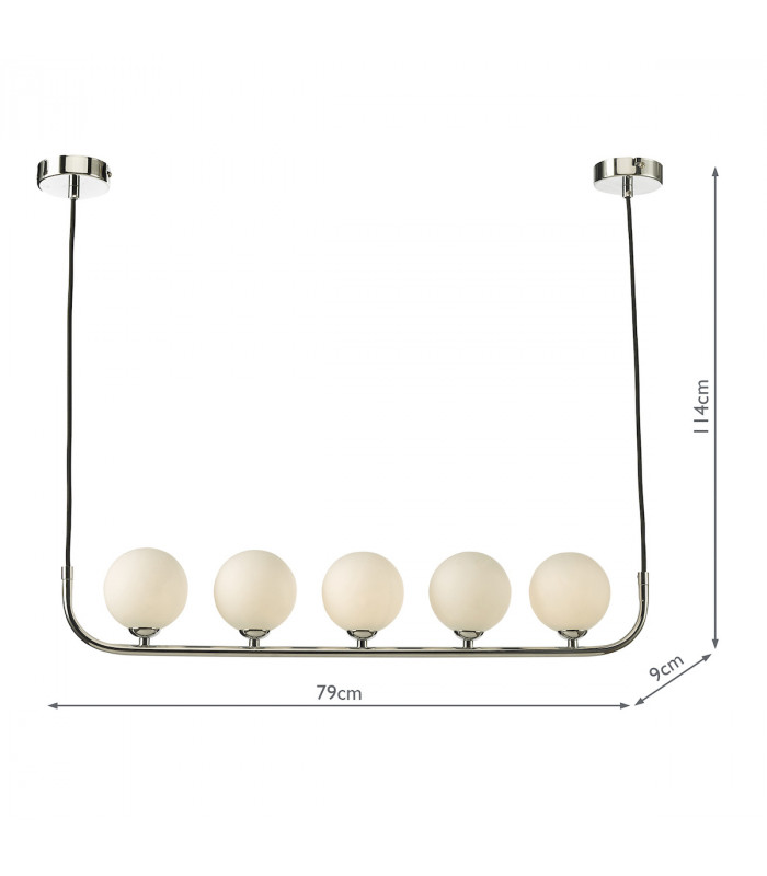 5 Light Bar Modern Pendant Polished Chrome Opal Glass-5