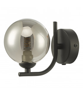 Wall Light Matt Black Smoked Glass Globe-2