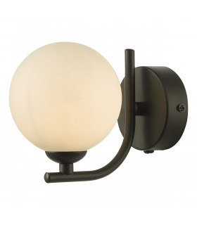 Wall Light Matt Black Opal Glass Globe-1