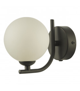 Wall Light Matt Black Opal Glass Globe-2