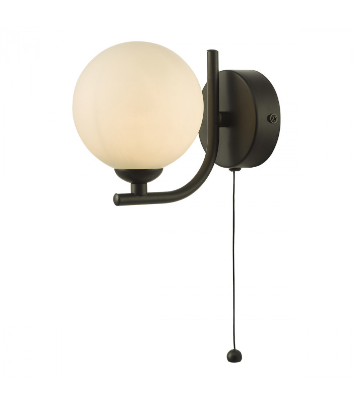 Wall Light Matt Black Opal Glass Globe-3