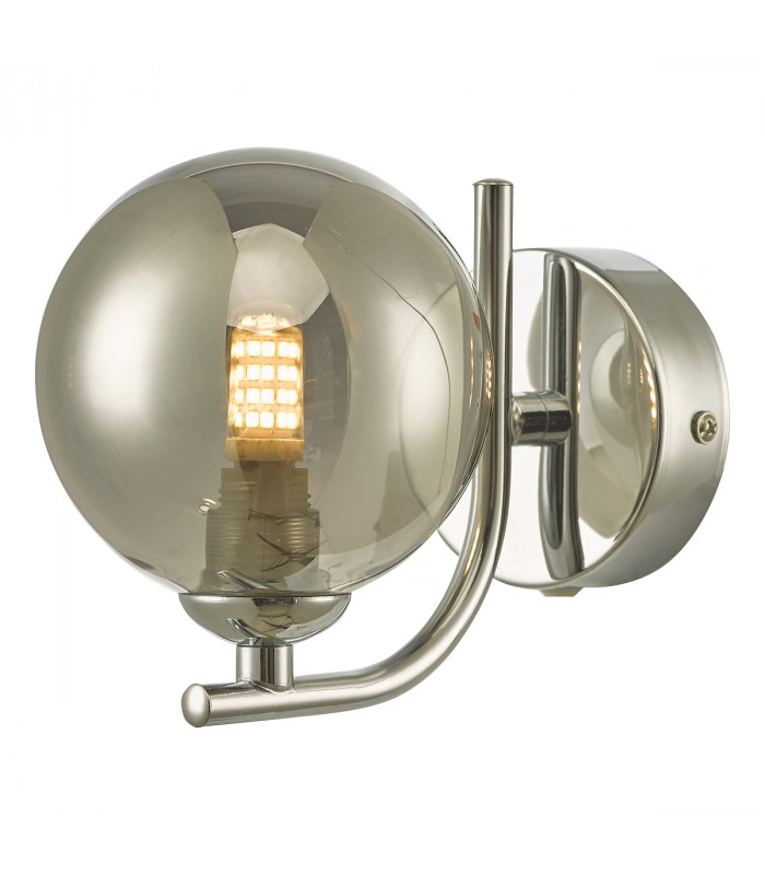 Wall Light Polished Chrome Smoked Glass Globe-1