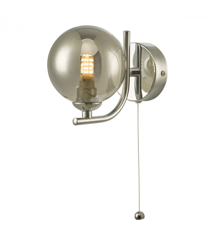 Wall Light Polished Chrome Smoked Glass Globe-3