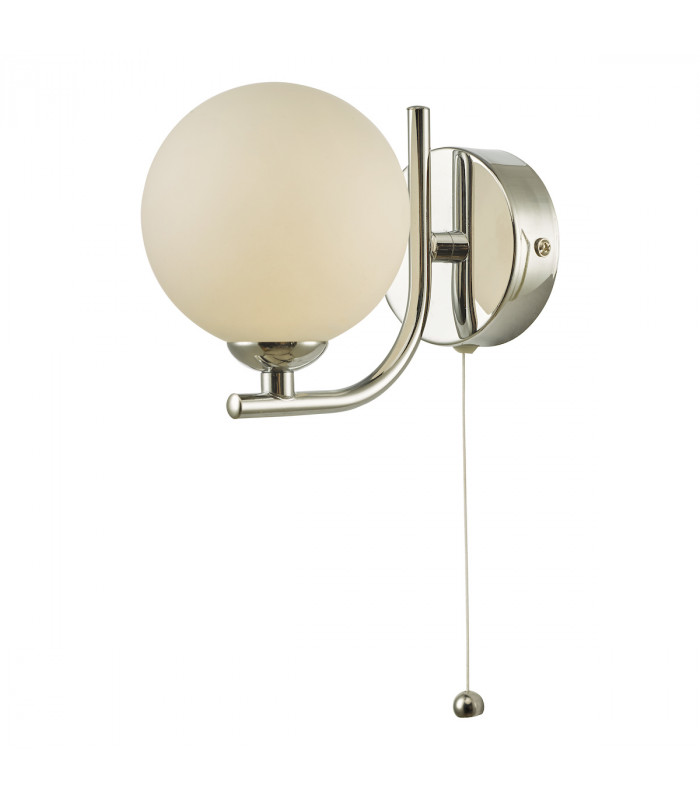 Wall Light Polished Chrome Opal Glass Globe-3