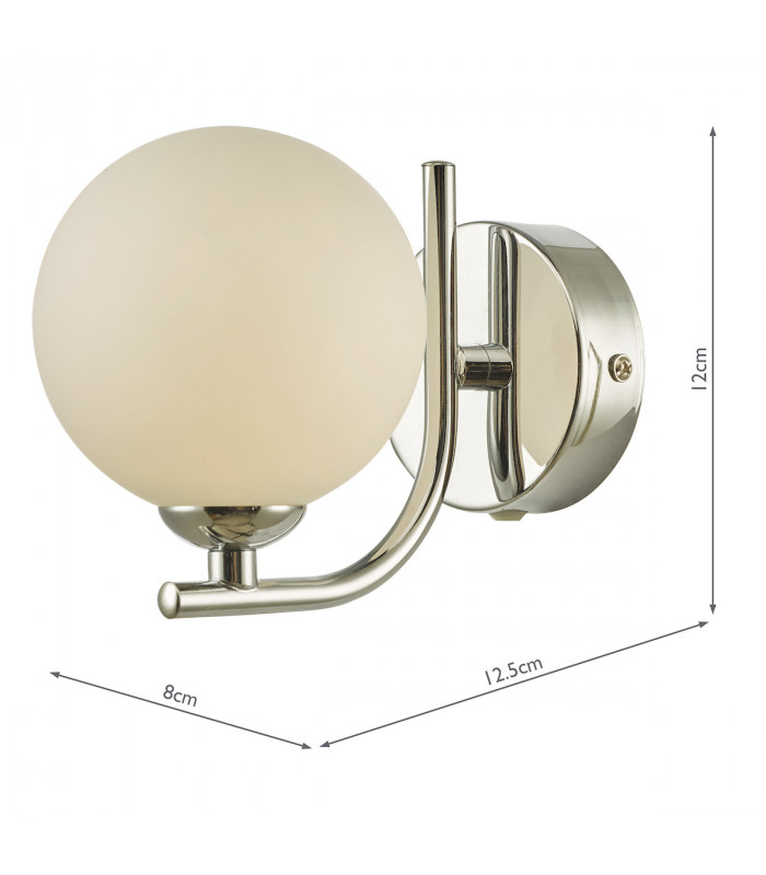Wall Light Polished Chrome Opal Glass Globe-5
