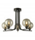 5 Light Semi Flush Ceiling Light Matt Black Smoked Glass-1