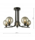 5 Light Semi Flush Ceiling Light Matt Black Smoked Glass-6