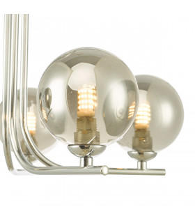 5 Light Semi Flush Ceiling Light Polished Chrome Smoked Glass-2
