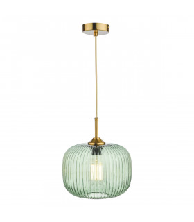 Pendant Ceiling Light Green Glass Bronze Detail-1