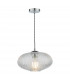 Single Pendant Ceiling Light Polished Chrome Ribbed Glass-1