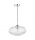 Single Pendant Ceiling Light Polished Chrome Ribbed Glass-2