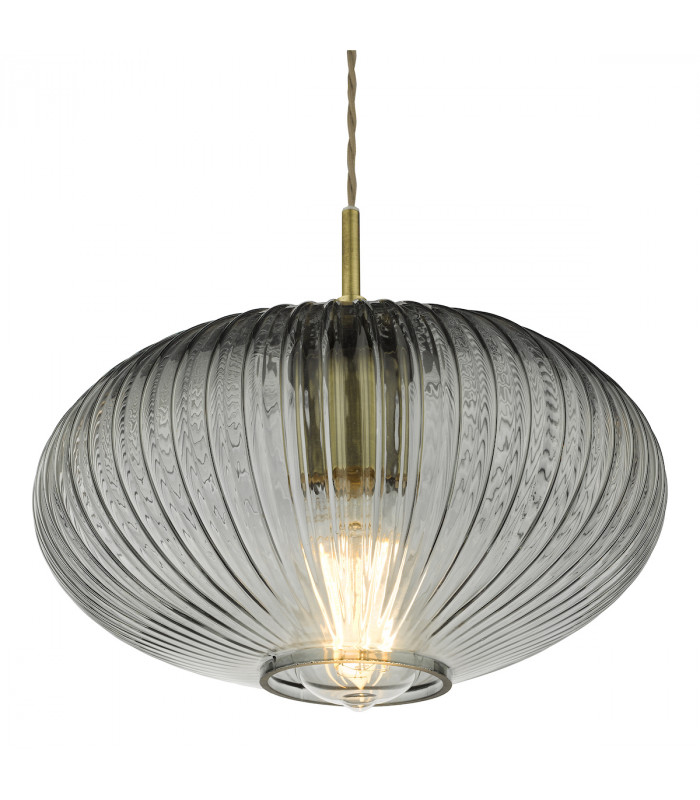Pendant Ceiling Light Smoked Glass Antique Brass Detail-4Pendant Ceiling Light Smoked Glass Antique Brass Detail-5
