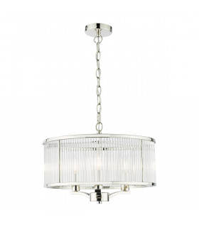 Cylindrical 3 Light Pendant Polished Nickel Glass-1