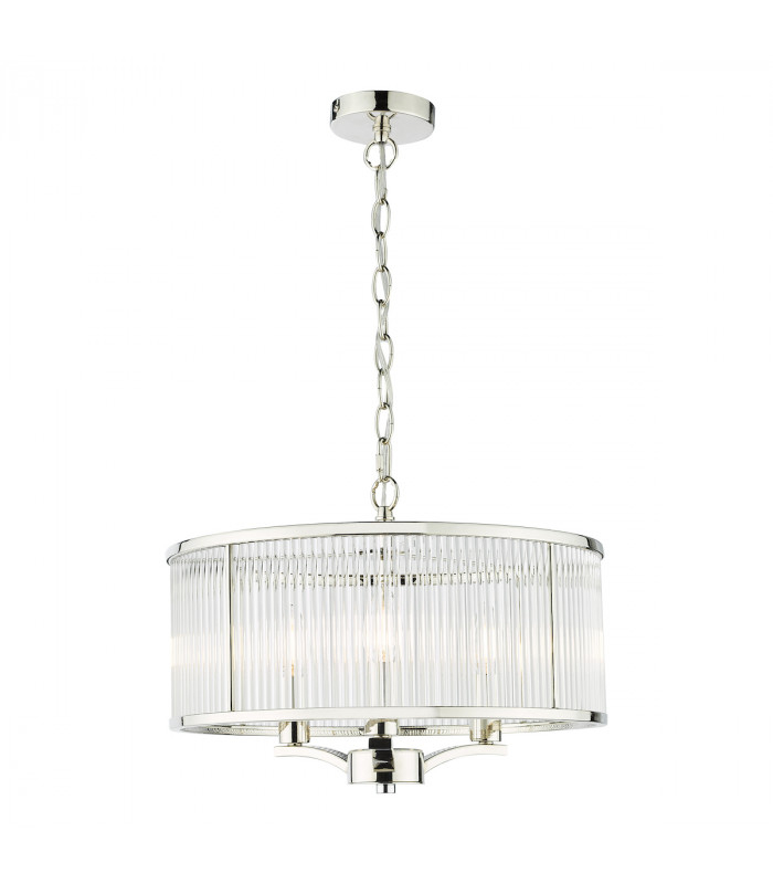 Cylindrical 3 Light Pendant Polished Nickel Glass-1