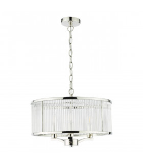 Cylindrical 3 Light Pendant Polished Nickel Glass-2