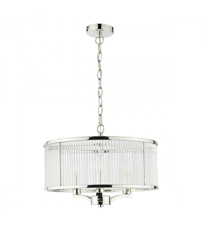 Cylindrical 3 Light Pendant Polished Nickel Glass-2