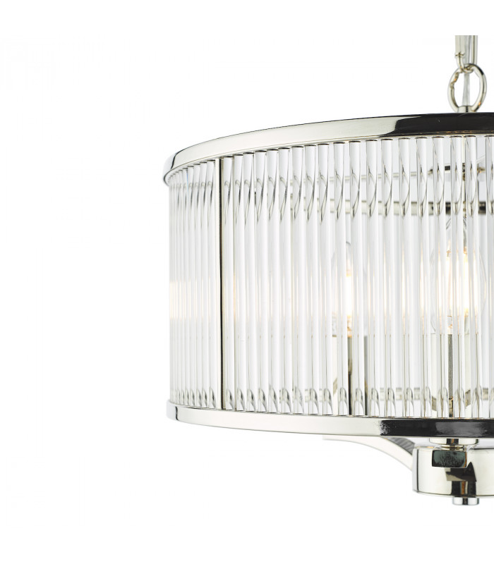 Cylindrical 3 Light Pendant Polished Nickel Glass-3