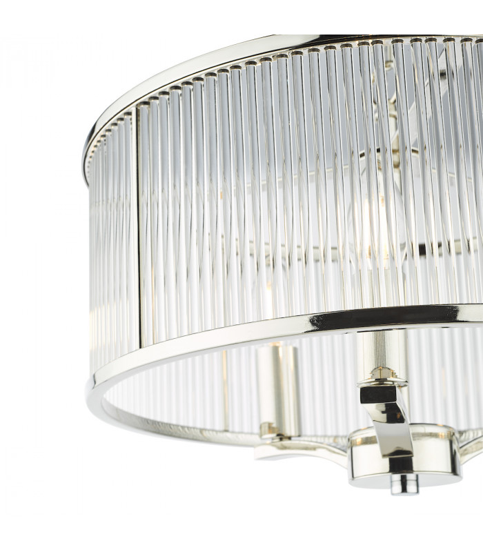Cylindrical 3 Light Pendant Polished Nickel Glass-4