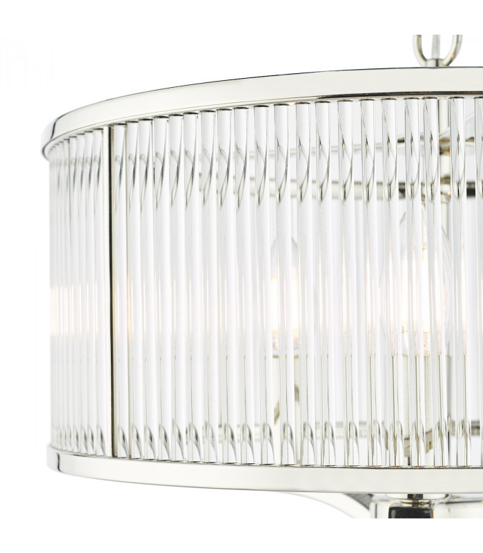 Cylindrical 3 Light Pendant Polished Nickel Glass-5