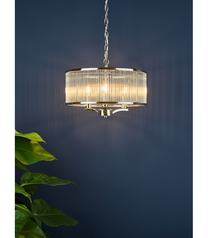 Cylindrical 3 Light Pendant Polished Nickel Glass-8
