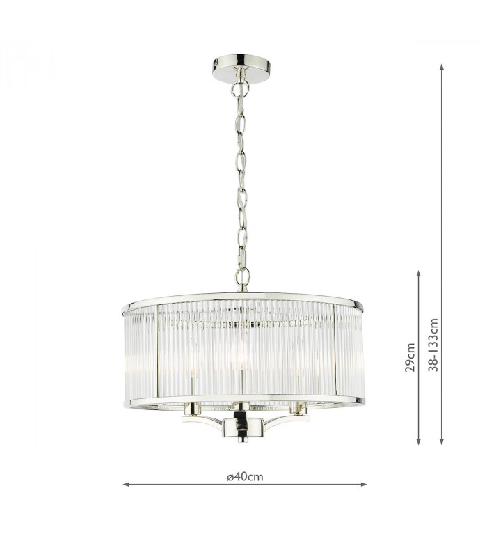 Cylindrical 3 Light Pendant Polished Nickel Glass-9