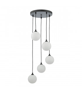 5 Light Cluster Ceiling Pendant Black Opal Glass-2