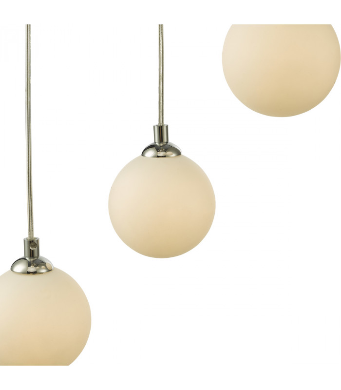 5 Light Cluster Ceiling Pendant Polished Chrome Opal Glass-3