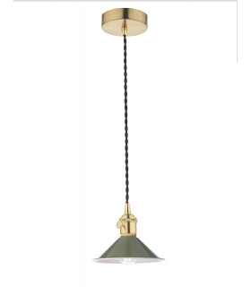 Dome Pendant Natural Brass With Olive Green Shade-1