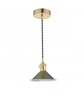 Dome Pendant Natural Brass With Olive Green Shade-2