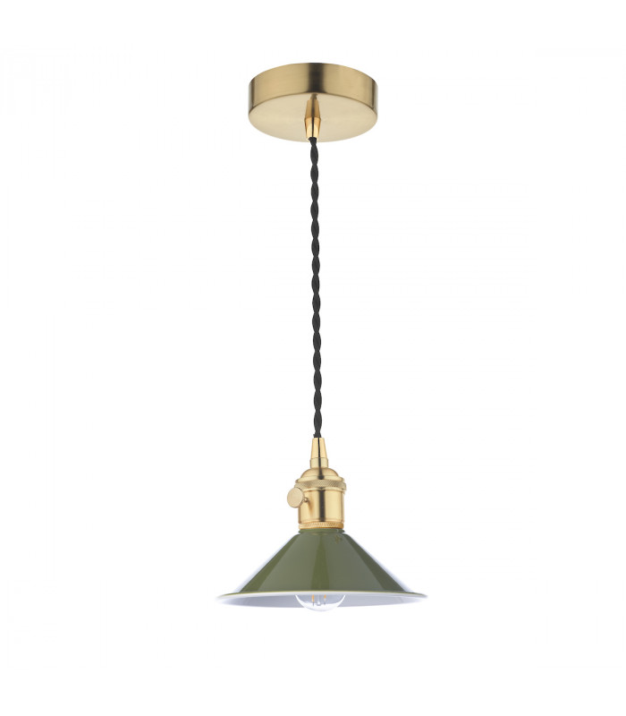 Dome Pendant Natural Brass With Olive Green Shade-2