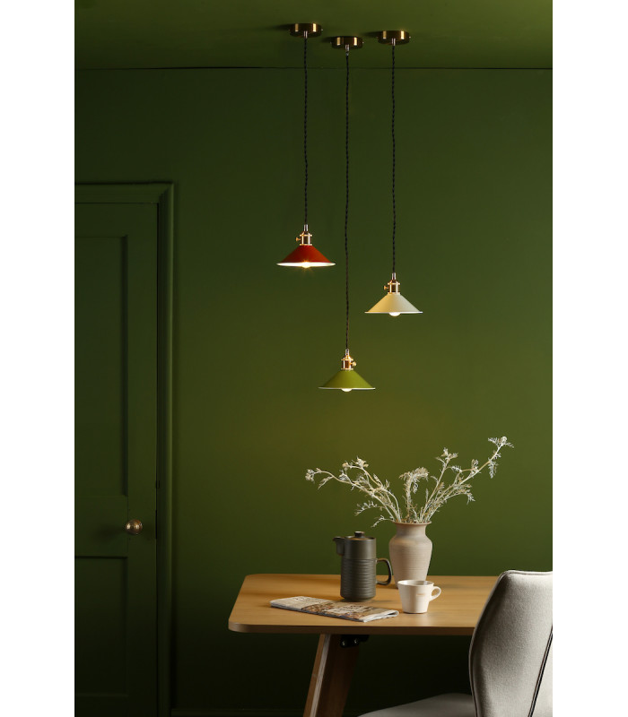 Dome Pendant Natural Brass With Olive Green Shade-3
