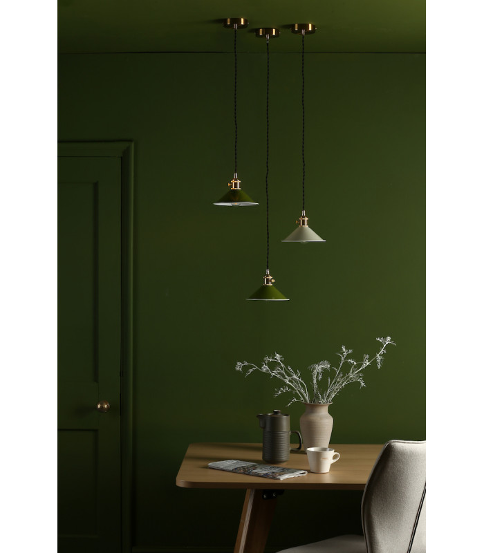 Dome Pendant Natural Brass With Olive Green Shade-4