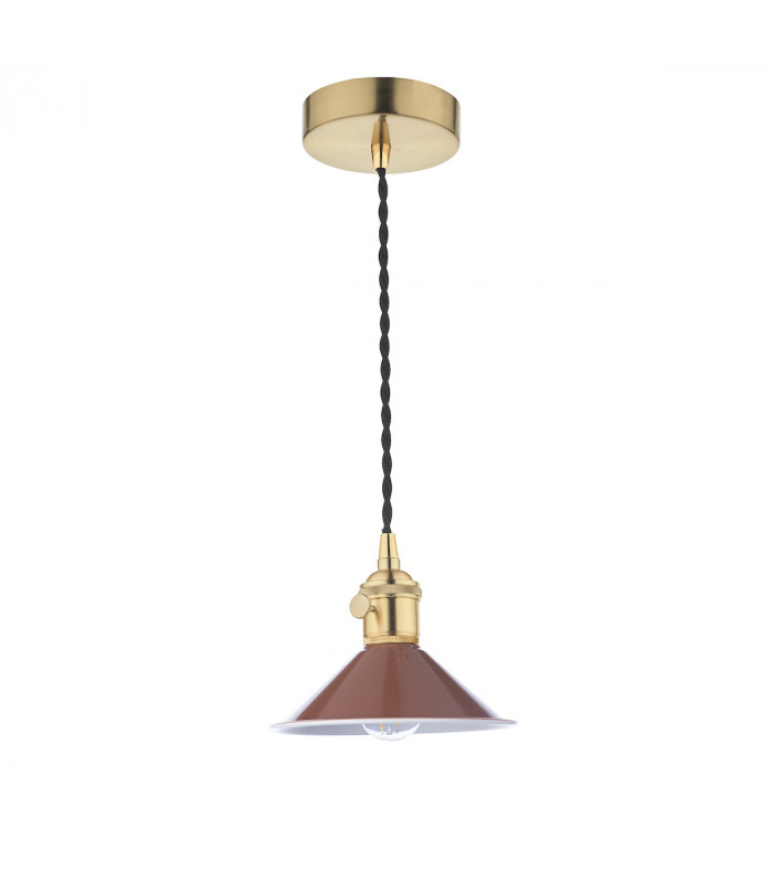 Dome Pendant Natural Brass With Umber Shade-2