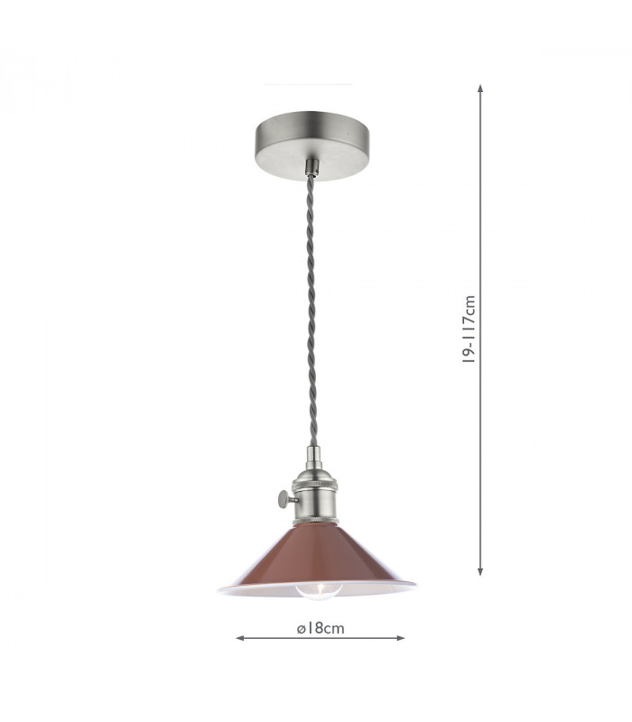 Dome Pendant Antique Chrome With Umber Shade-3