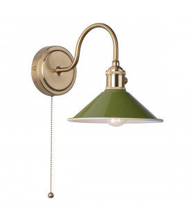 Dome Wall Light Natural Brass With Olive Green Shade-1