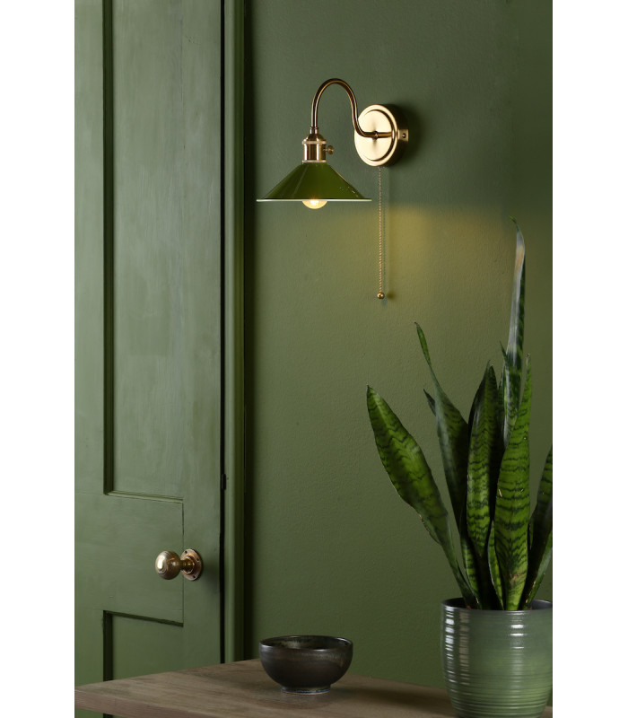 Dome Wall Light Natural Brass With Olive Green Shade-3